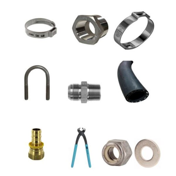 Parts of fire hose repair kit